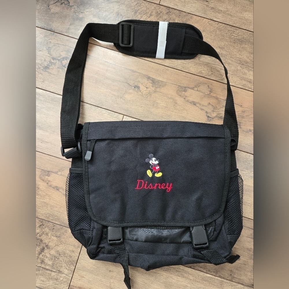 Disney Mickey Mouse Black Messenger Bag, Tons Of Pockets!